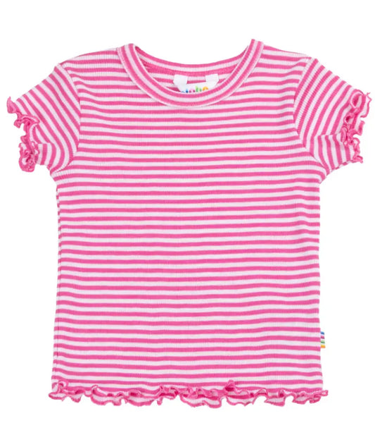 JOHA Blouse w/short sleeves gestreift .