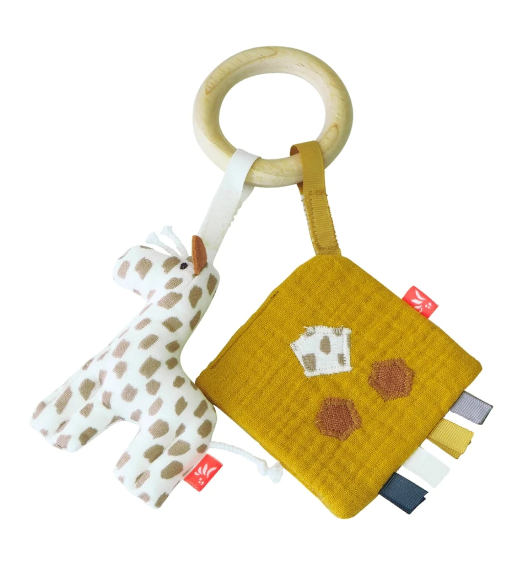 Kikadu Beißring mit Giraffe und Knistertuch