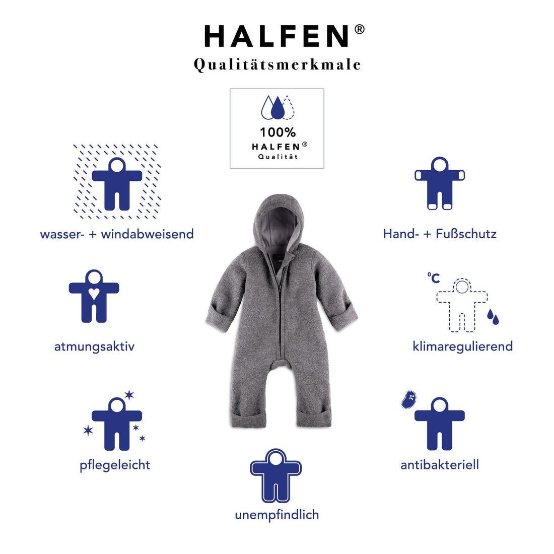 Halfen Walkoverall mit Reißverschluss .
